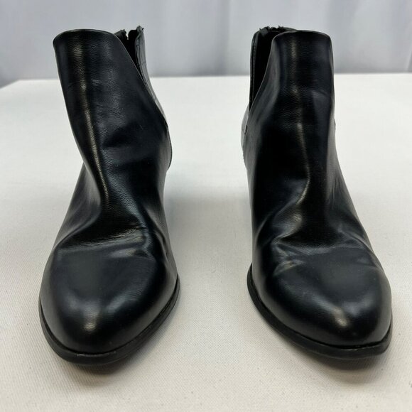SO Womens Ankle Boots Faux Leather Heeled Black Size 9 Zip - Picture 5 of 10